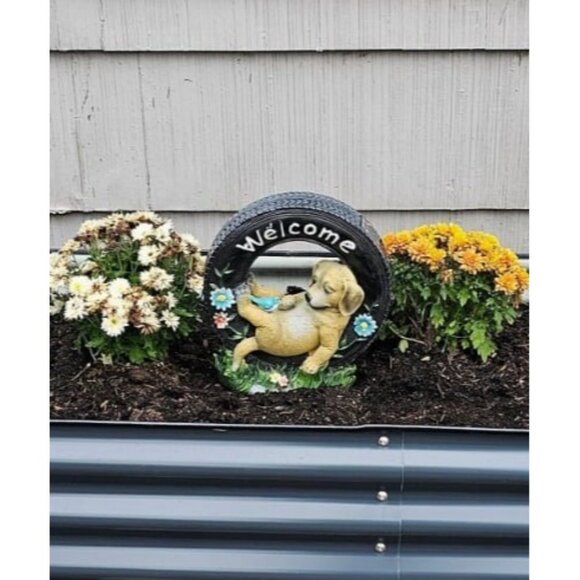 Home Chillaxing Welcome Puppy Dog Solar Powered LED Outdoor Decor Garden Light - Picture 2 of 2